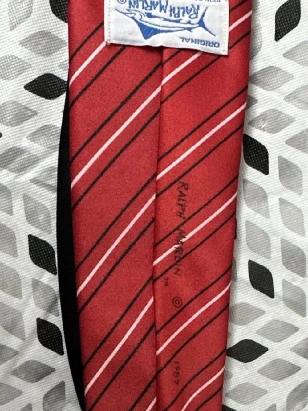 Ralph Marlin Red Harley-Davidson Necktie with Eagle Vintage from 1987 rare!